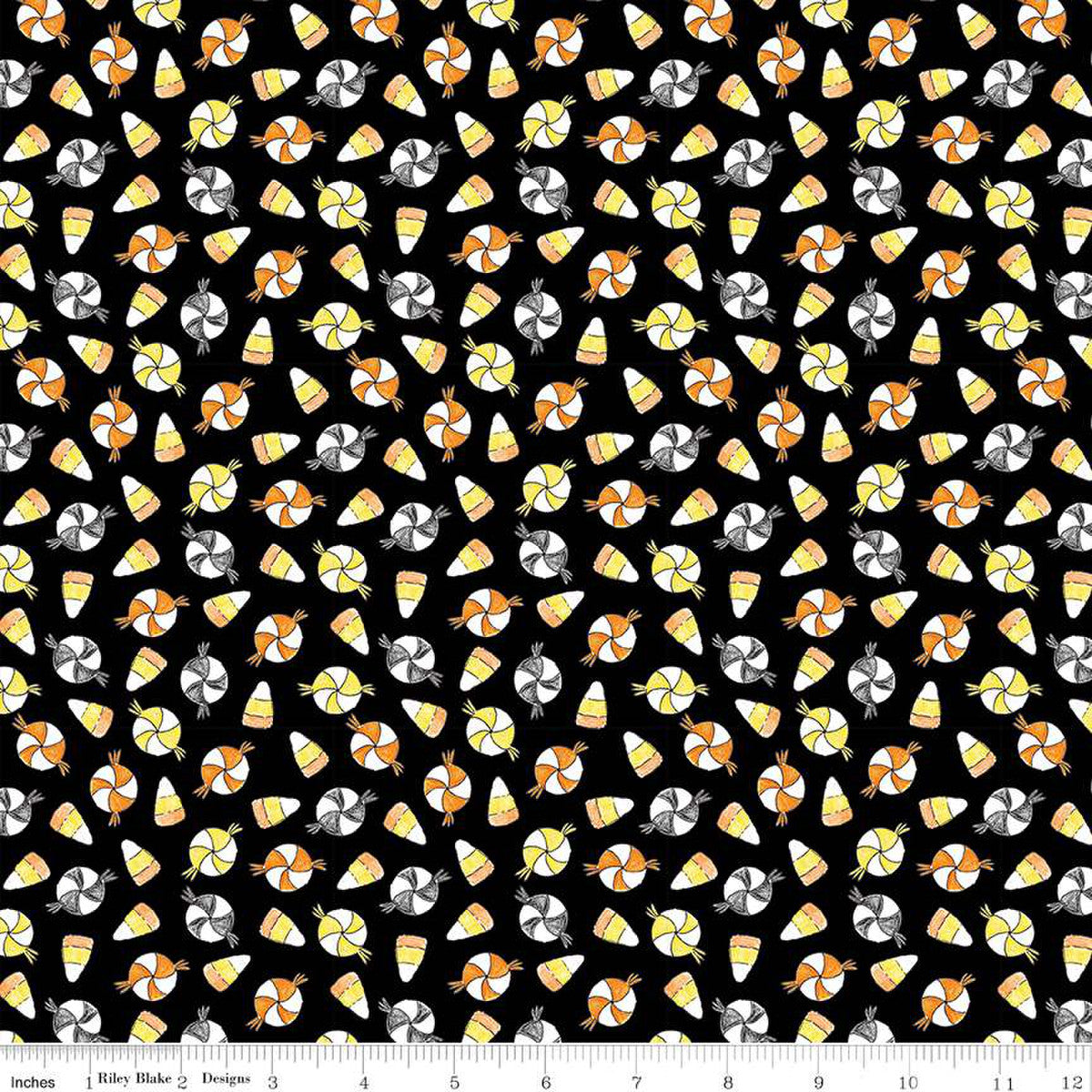 Fright Delight by LIndsay Wilkes of the Cottage Mama Candy Black    C13232-BLACK Cotton Woven Fabric