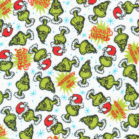 PREORDER ITEM - EXPECTED MAY 2024: Licensed How the Grinch Stole Christmas by Dr. Seuss Enterprises Candy Cane    ADED-22567-478 Cotton Woven Fabric