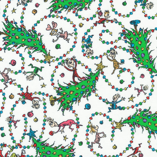PREORDER ITEM - EXPECTED MAY 2024: Licensed How the Grinch Stole Christmas by Dr. Seuss Enterprises Candy Cane    ADED-22569-478 Cotton Woven Fabric