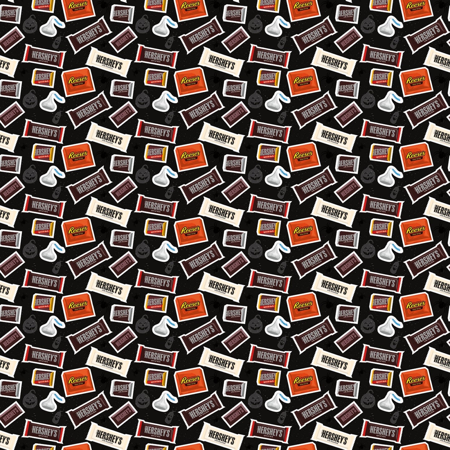 Licensed Hershey Halloween Candy Toss Black    C11981R-BLACK Cotton Woven Fabric