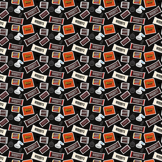 Licensed Hershey Halloween Candy Toss Black C11981R-BLACK Cotton Woven Fabric
