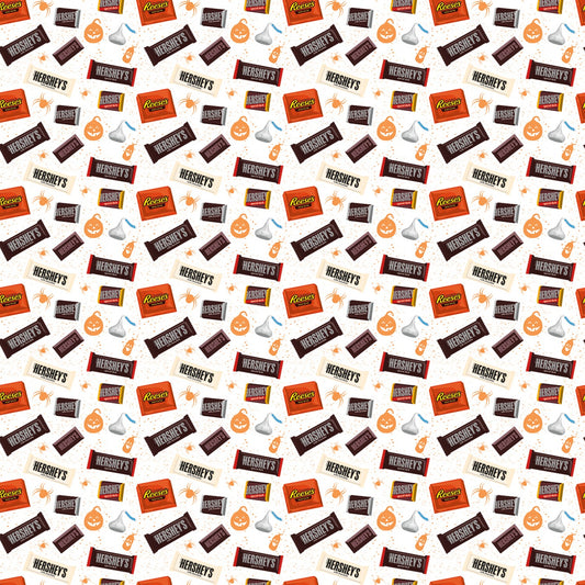 Licensed Hershey Halloween Candy Toss White C11981R-WHITE Cotton Woven Fabric