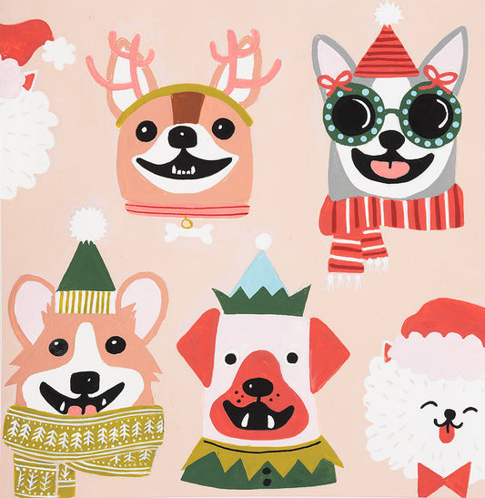 Christmas Time Canine Christmas Blush   8952b  Cotton Woven Fabric
