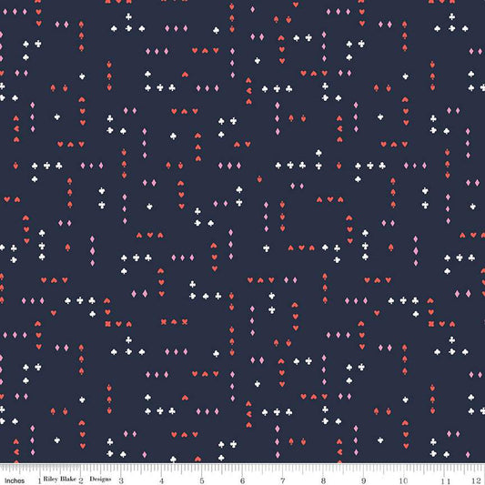 Down the Rabbit Hole by Jill Howath Cards Navy C12945-NAVY Cotton Woven Fabric