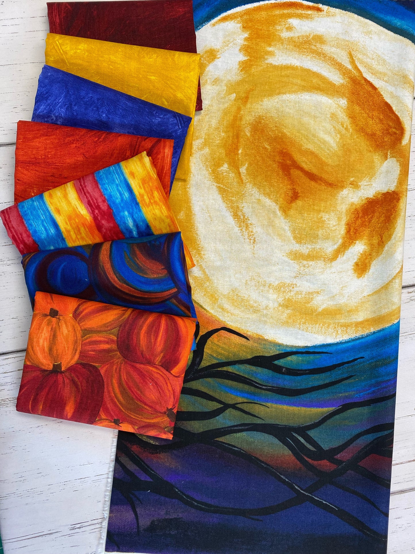 Carving Pumpkins by Stephanie Brandenburg Plaster of Paris Coordinate Moonlight Gray Purple    40009-85 Cotton Woven Fabric