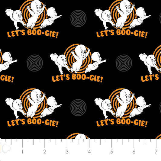 Licensed Character Halloween III Casper Letβs Boo-gie Black 96390105-02 Cotton Woven Fabric
