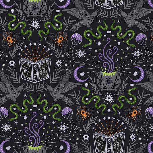 Cast A Spell Cast a Spell Black with Silver Metallic    A719.3 Cotton Woven Fabric