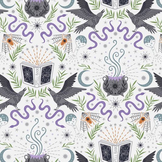 Cast A Spell Cast a Spell Cream with Silver Metallic A719.1 Cotton Woven Fabric