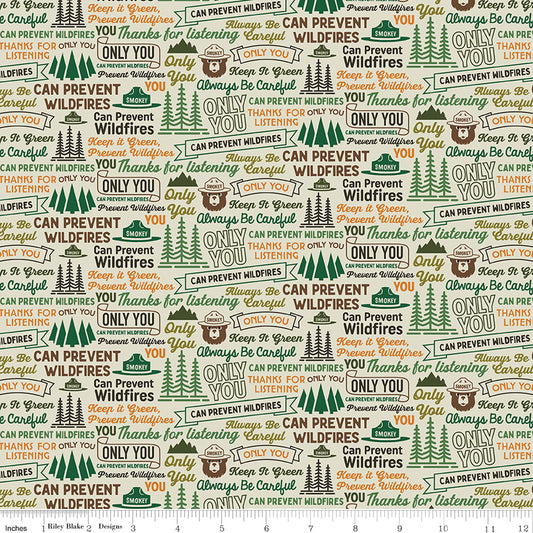 Only You Licensed Smokey Bear Catchphrase Cream C14643-CREAM Cotton Woven Fabric