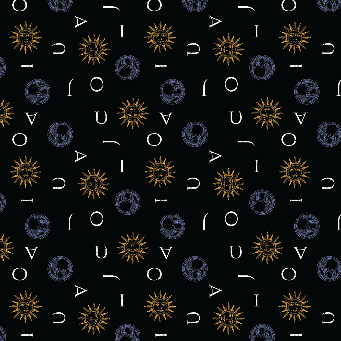 Licensed Oujia Celestial Toss Black    95090107-01 Cotton Woven Fabric