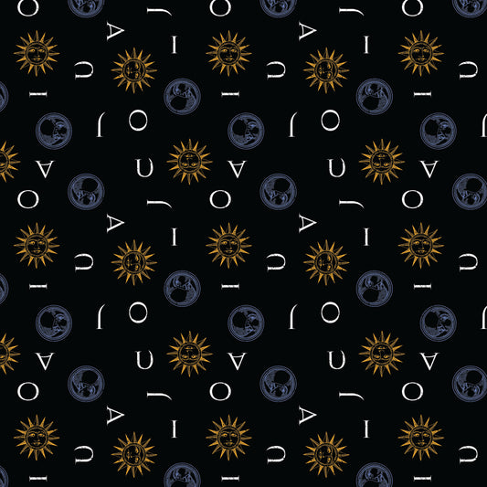 Licensed Oujia Celestial Toss Black    95090107-01 Cotton Woven Fabric