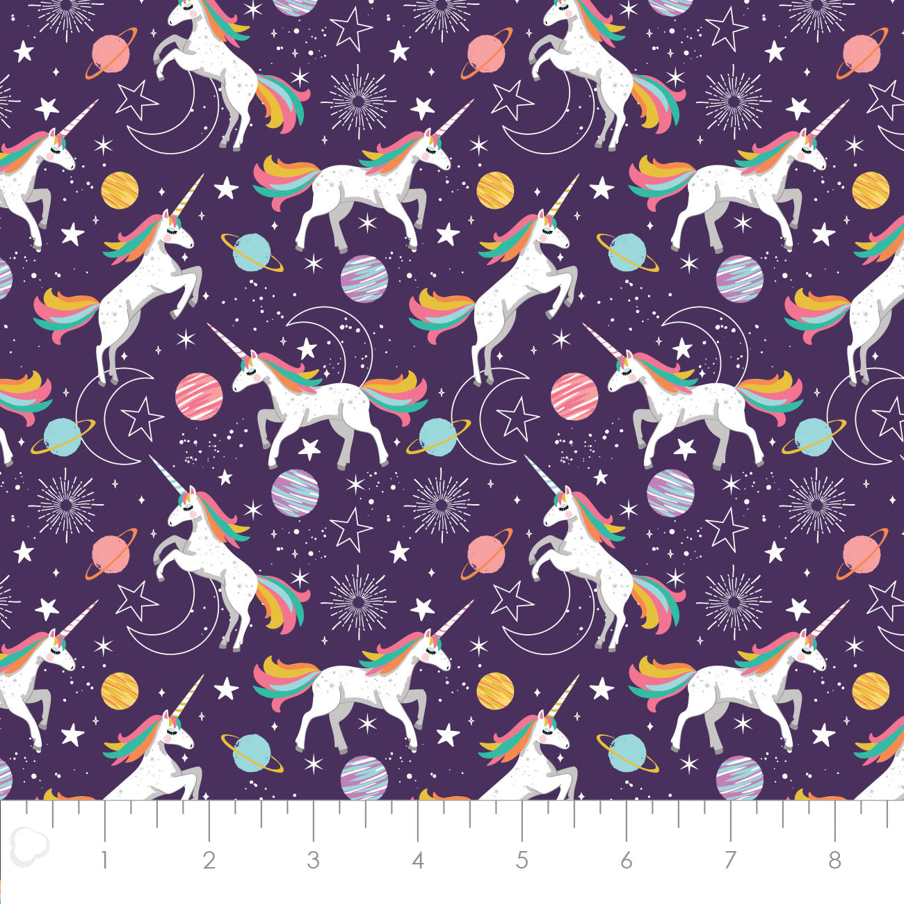 Magical Space Celestial Unicorns Purple    50211002-01 Cotton Woven Fabric