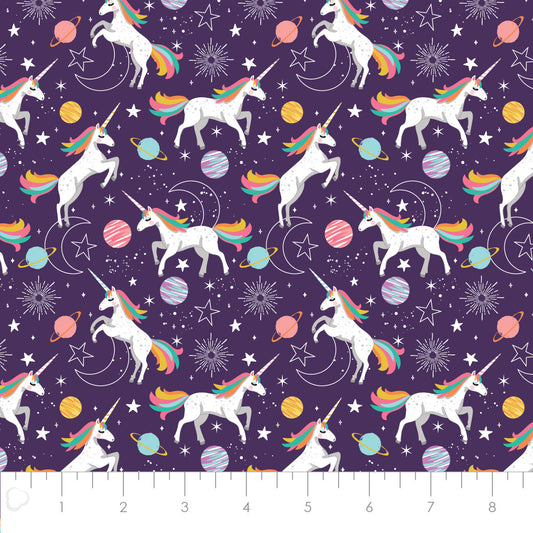 Magical Space Celestial Unicorns Purple 50211002-01 Cotton Woven Fabric