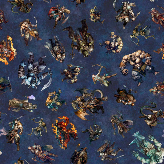 Wizards and Warriors by Morris Creative Group Character Toss Midnight 30240W Cotton Woven Fabric
