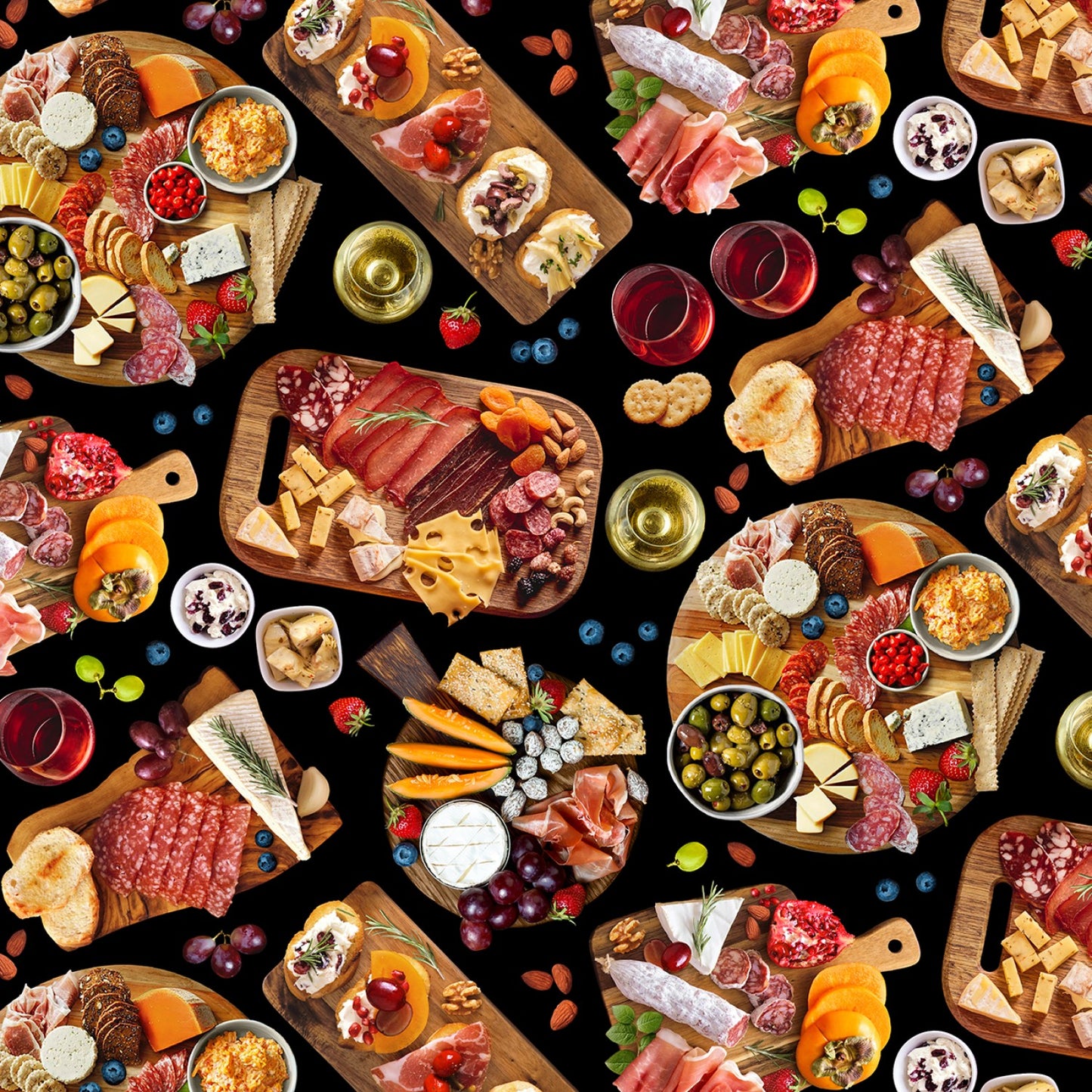 Favorite Foods Charcuterie    682E-BLACK Cotton Woven Fabric