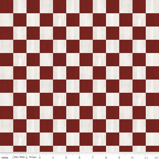 I'd Rather Be Playing Chess by Tara Reed Checkerboard Red     C11261-RED Cotton Woven Fabric