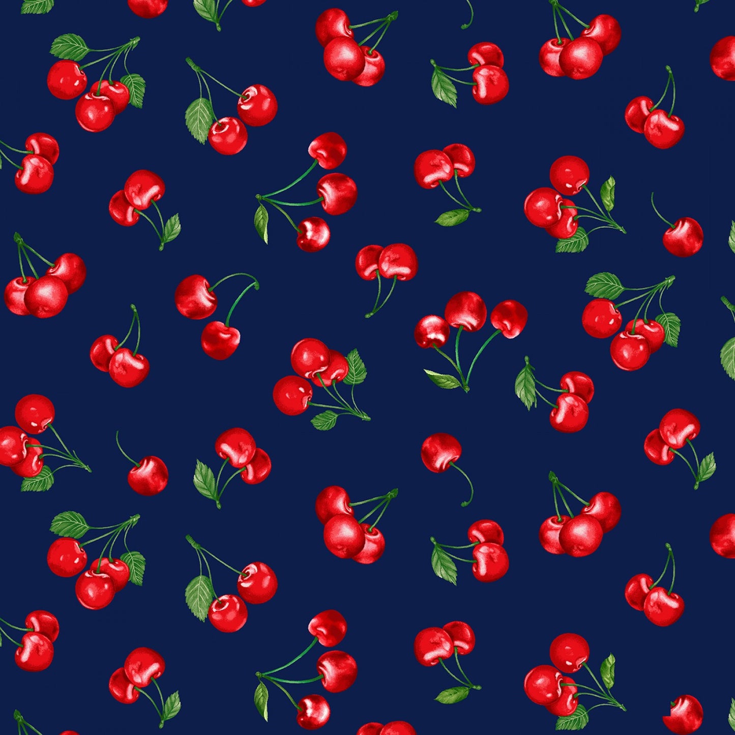 Cherry Pie Cherries Navy    CD1542-NAVY Cotton Woven Fabric