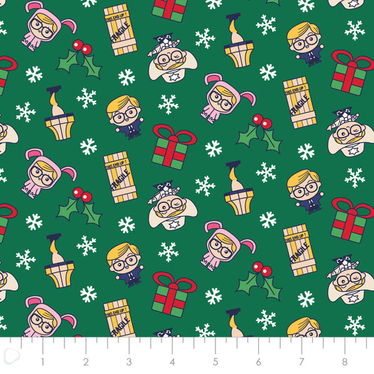 Licensed Character Winter Holiday IV Chibi A Xmas Story Green    23140120-02 Cotton Woven Fabric