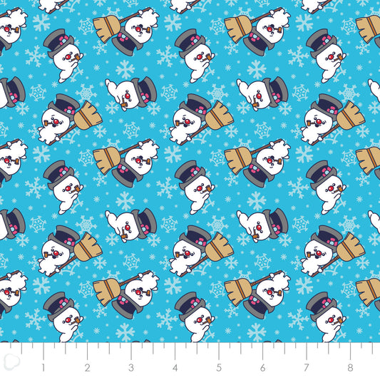 Licensed Character Winter Holiday IV Chibi Frosty Poses Toss Blue    23170218-01 Cotton Woven Fabric