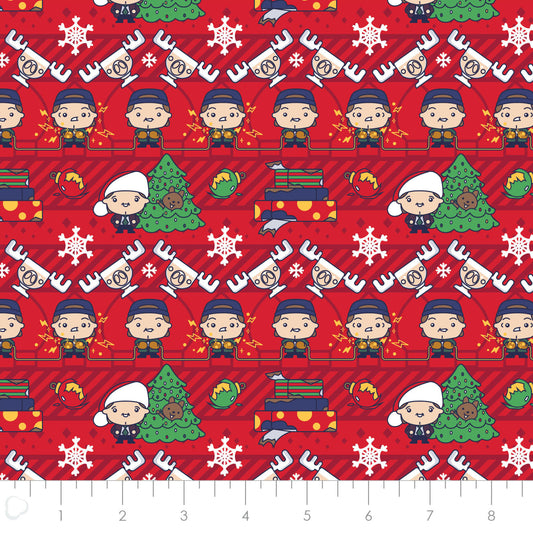 Licensed Character Winter Holiday IV Chibi Xmas Vacation Red 23150115-01 Cotton Woven Fabric