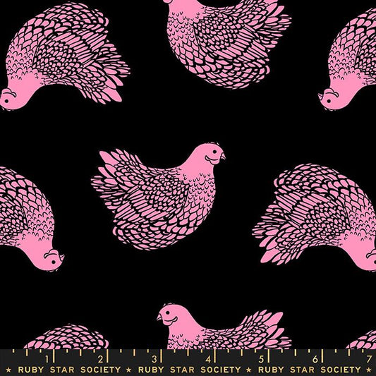 Backyard by Sarah Watts of Ruby Star Society Chickens Black     RS2086-15 Cotton Woven Fabric