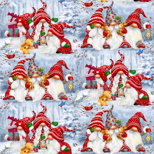 Four Season Christmas Christman Gnomes Multi    AL56943C1 Cotton Woven Fabric