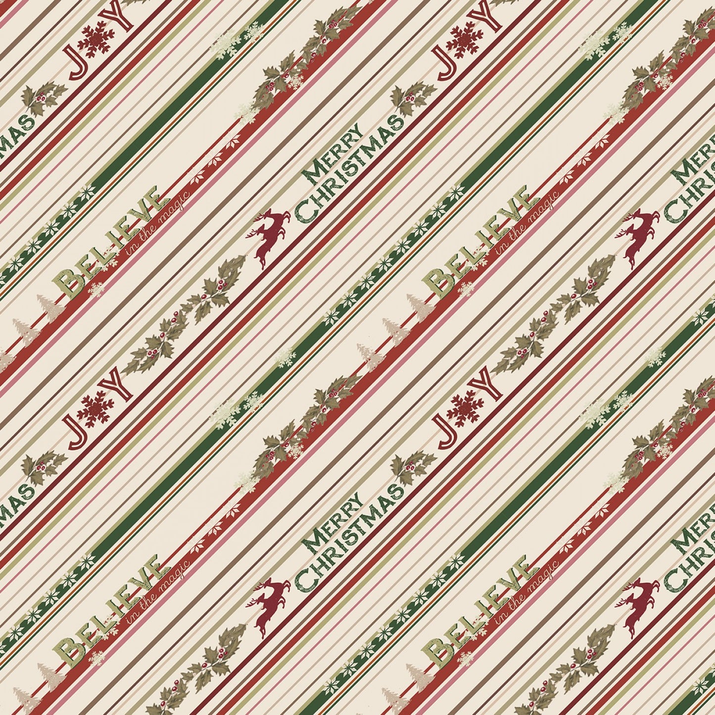 Better Not Pout Digital by Dan DiPaolo Christmas Stripe Cream    Y3785-57 Cotton Woven Fabric