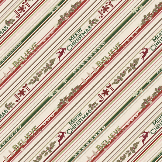 Better Not Pout Digital by Dan DiPaolo Christmas Stripe Cream    Y3785-57 Cotton Woven Fabric