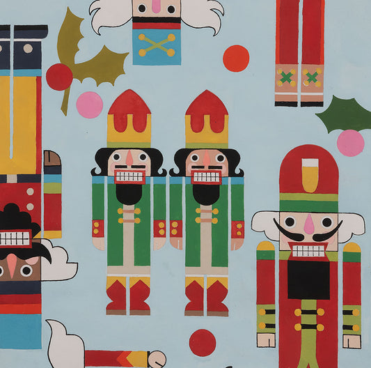 Christmas Time Nutcracker Noel Ice Blue 8899b Cotton Woven Fabric