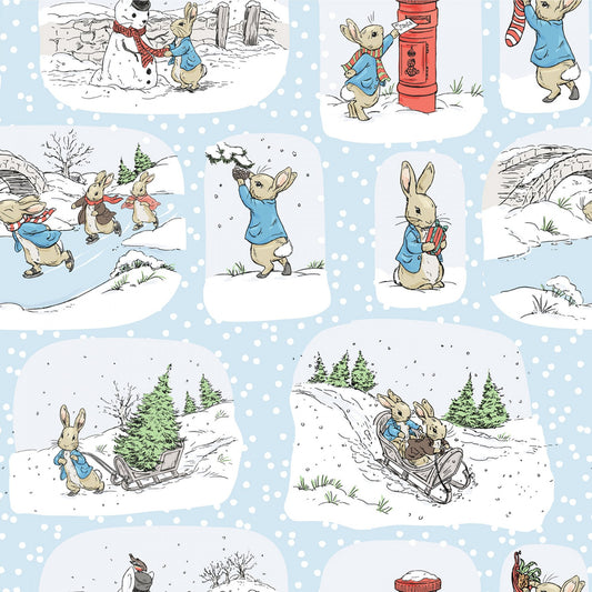 Peter Rabbit The Most Wonderful Time of the Year Christmas Toile Digital 2906C-05 Cotton Woven Fabric