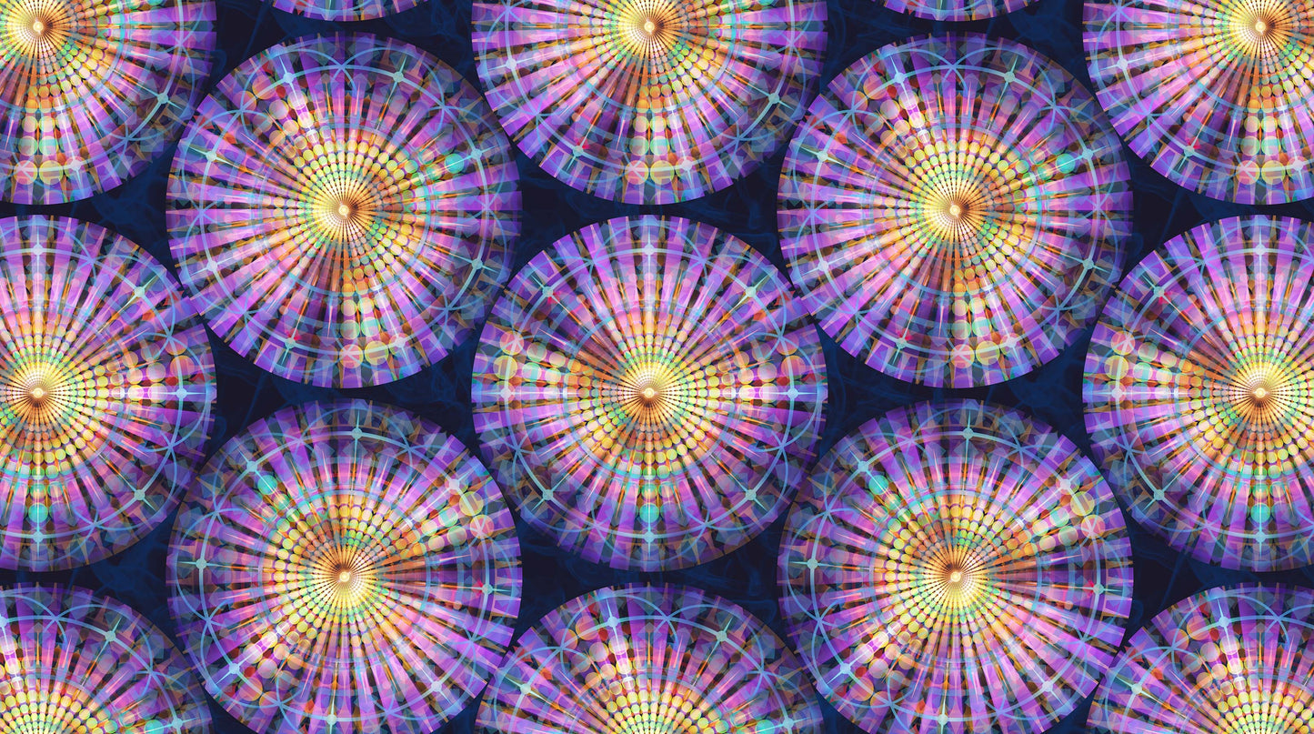 Night Vision Digital by Simon Jaiduk Circles Large Violet    DP25089-89 Cotton Woven Fabric