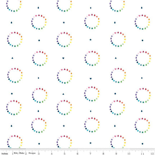 Imagine by Kristy Lea Color Wheel White     C12161-WHITE Cotton Woven Fabric