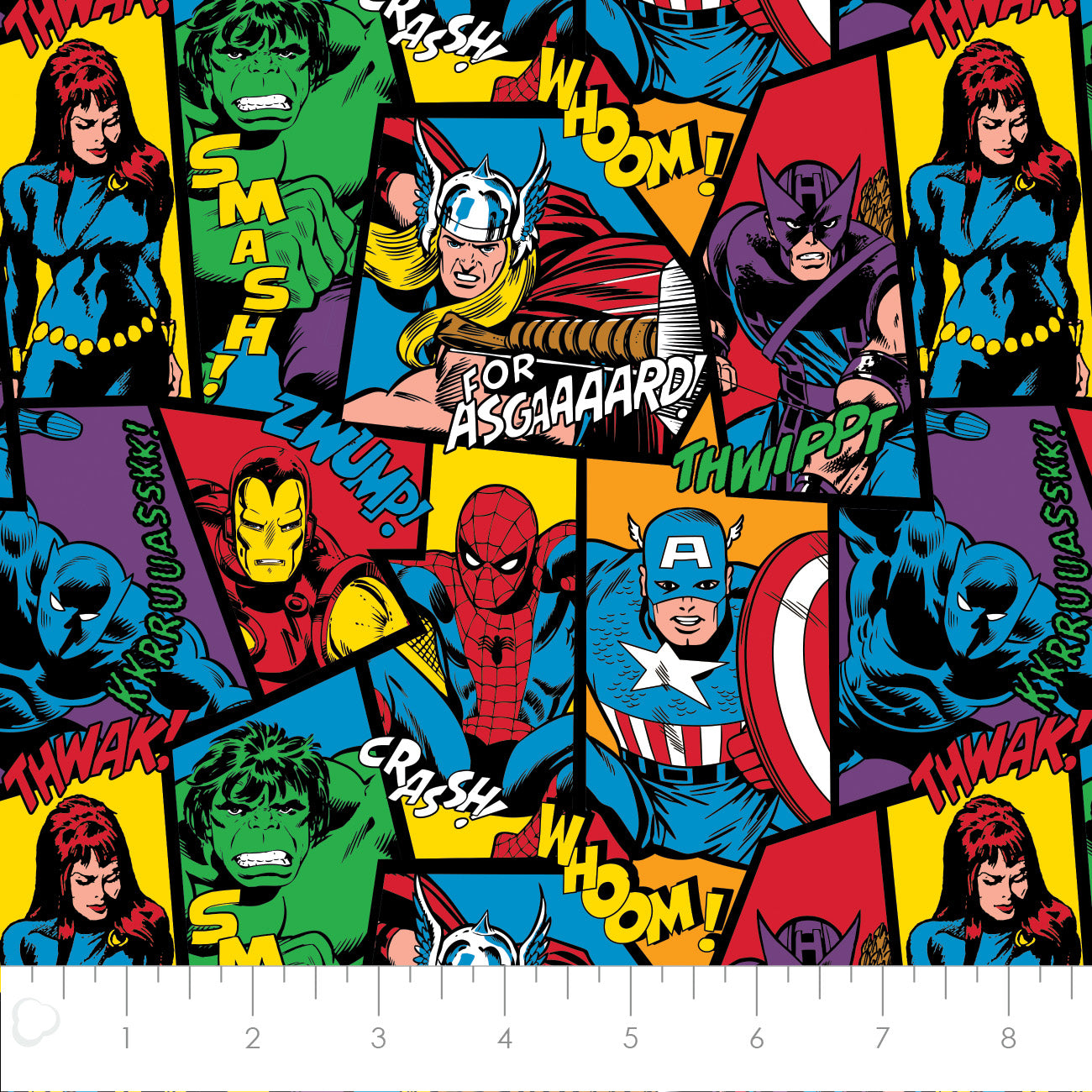 Licensed Marvel Comics Collection 4 Comic Frames 13020878-01 Cotton Woven Fabric