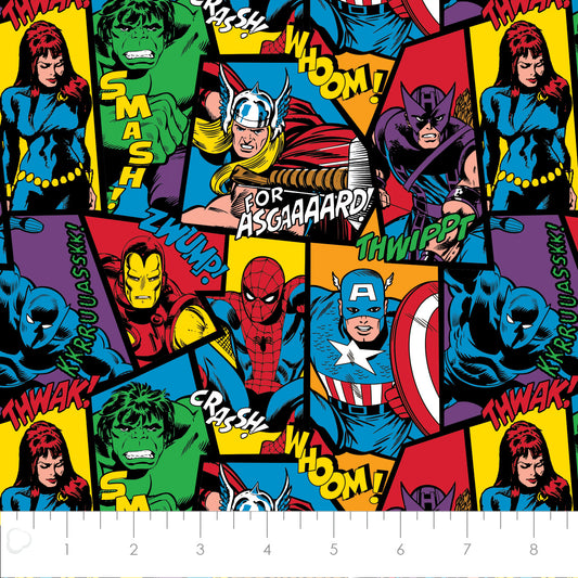 Licensed Marvel Comics Collection 4 Comic Frames 13020878-01 Cotton Woven Fabric