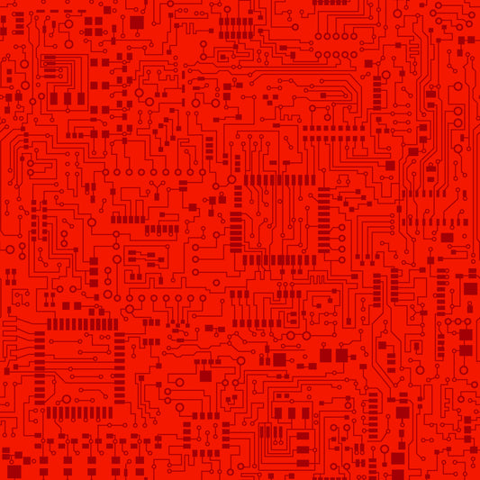 Data Point by Judy Gauthier Computer Circuits Red    6867-88 Cotton Woven Fabric