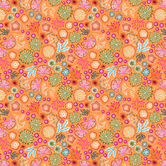 Ocean Glow (Glow in the Dark) Coral on Orange A783.2 Cotton Woven Fabric