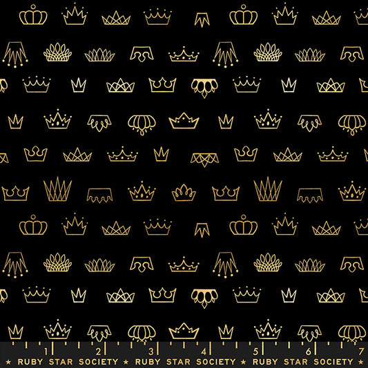 Reign by Rashida Coleman Hale of Ruby Star Society Coronation Black Metallic    RS1030-15M Cotton Woven Fabric