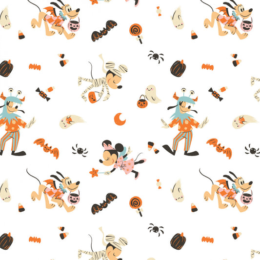 PREORDER ITEM - EXPECTED APRIL 2024: Licensed Disney Mickey & Friends Halloween Collection Costume Fun White    85271091-01 Cotton Woven Fabric