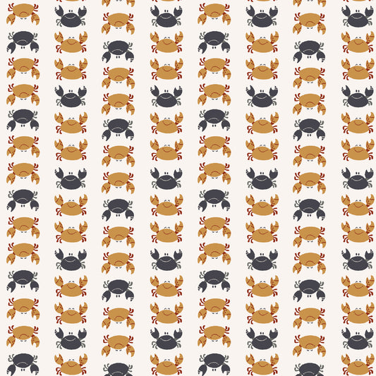 Water Babies by Sugarly Designs Crab Stripe Ivory    6688-39 Cotton Woven Fabric