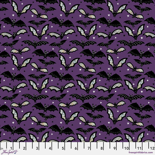 Spellbound by Maude Asbury Creatures in Flight Eggplane     PWMA031.XEGGPLANT Cotton Woven Fabric