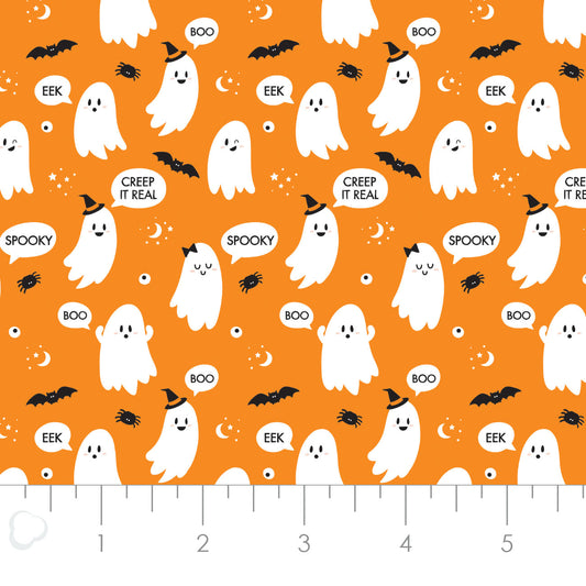 Hey Boo Creep It Real in Orange Orange 21211001-01 Cotton Woven Fabric