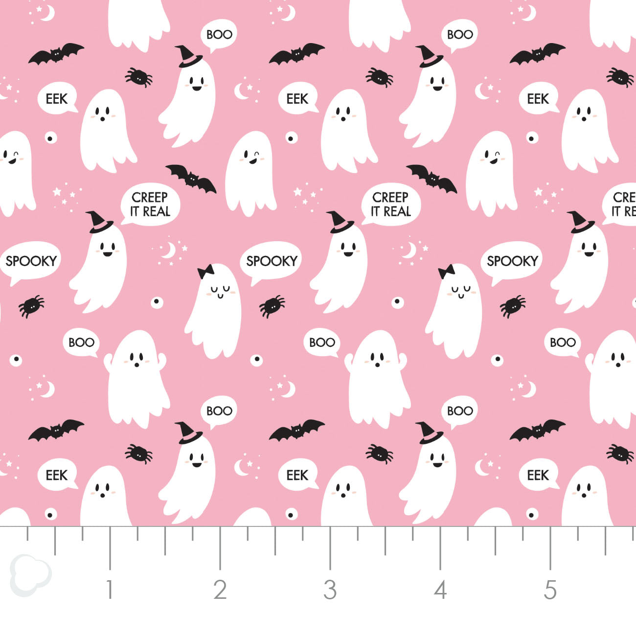 Hey Boo Creep It Real in Pink  Pink   21211001-02 Cotton Woven Fabric