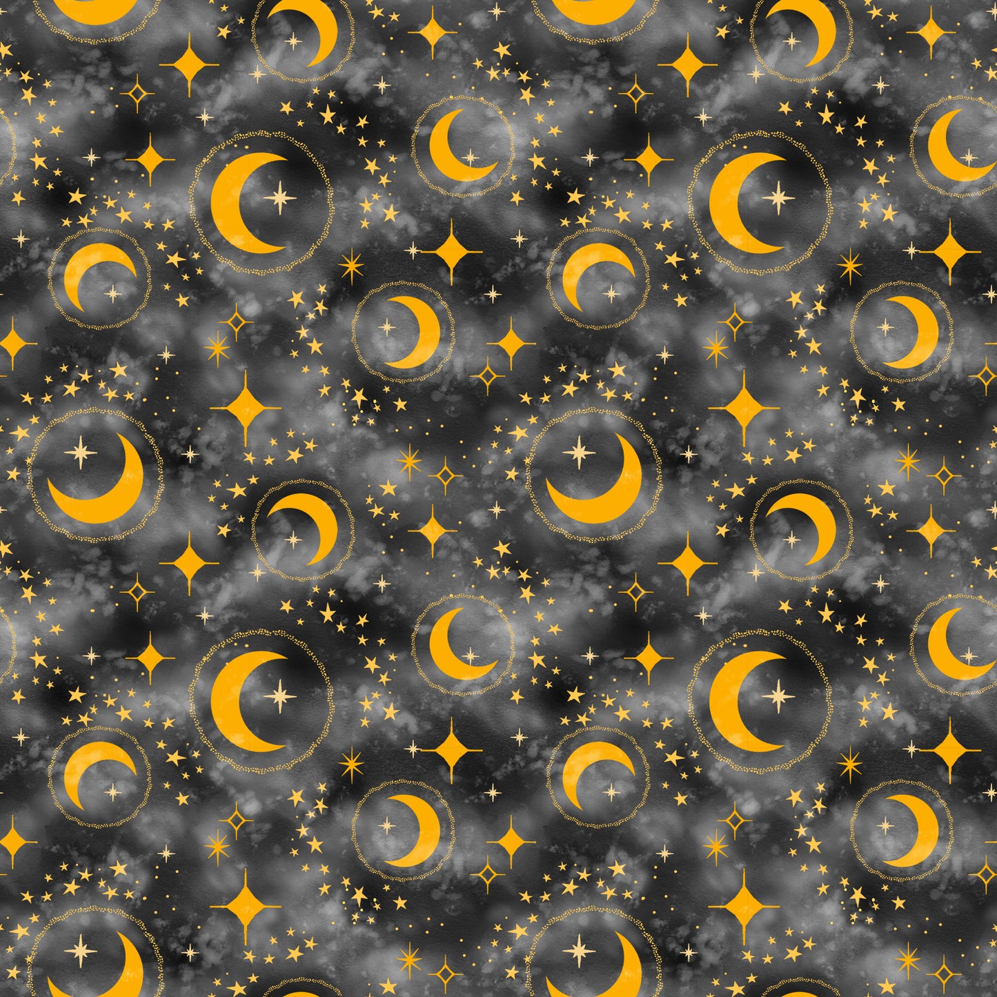 Celestial Galaxy by Color Pop Studio Crescent Moons and Stars Charcoal    3283-95 Cotton Woven Fabric