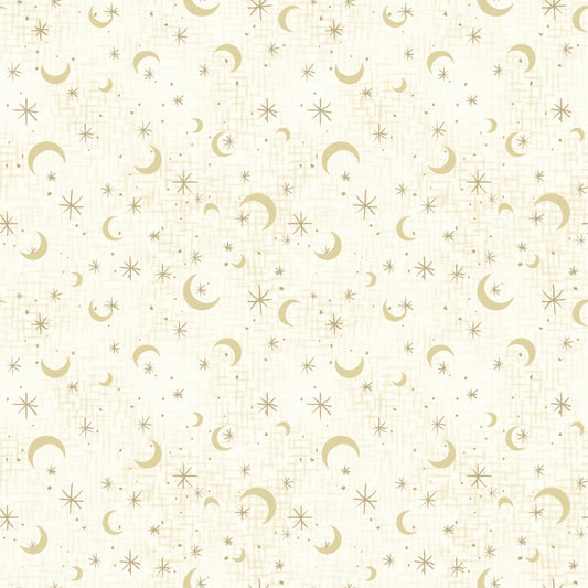Midnight Rendezvous by Raquel Maciel Crescent Moons with Stars Ivory 2903-41 Cotton Woven Fabric