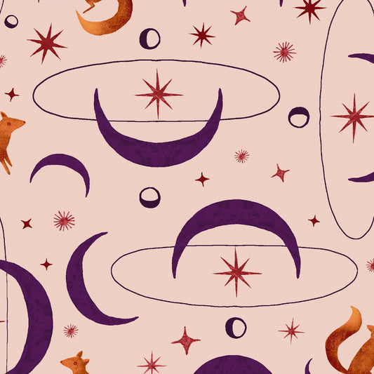 Tails from Under the Moon Crescent Tails Light Mauve RJ3902-LM2 Cotton Woven Fabric