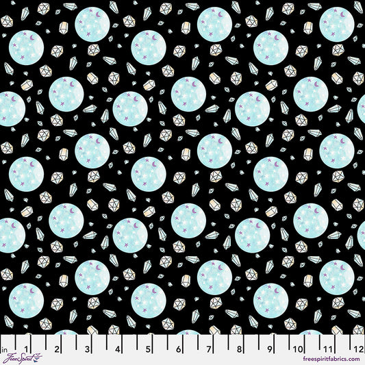 Spellbound by Maude Asbury Crystal Ball Black     PWMA032.XBLACK Cotton Woven Fabric