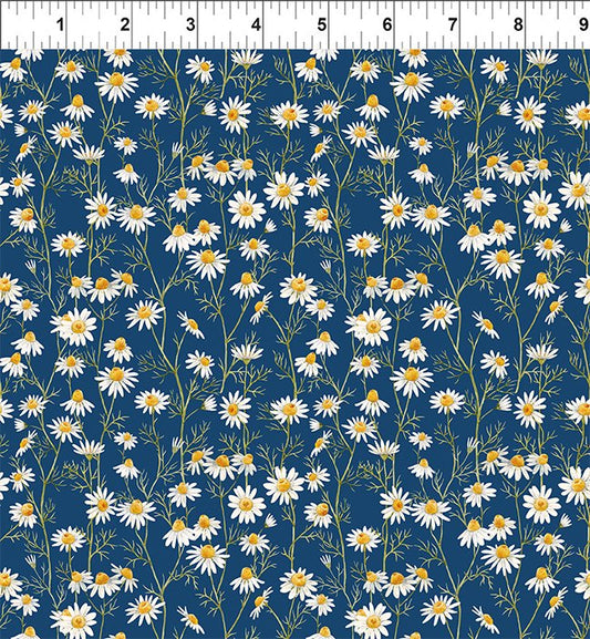 Hedgehog Hollow Daisies Blue    9HH-1 Cotton Woven Fabric