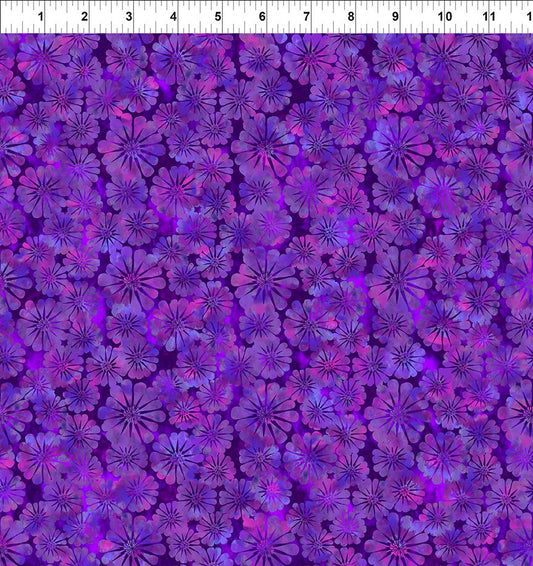 Sunshine by Jason Yenter  Daisies Purple   3ss-2  Cotton Woven Fabric
