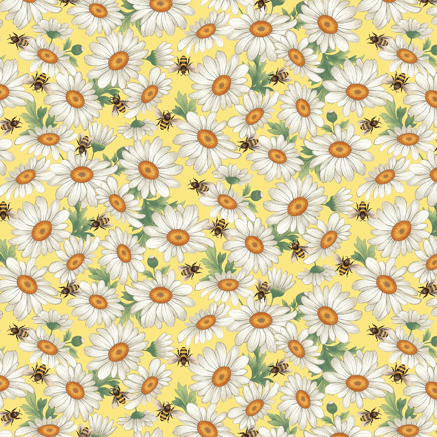 Bee All You Can Bee by Art Loft Daisies Yellow    6941-33 Cotton Woven Fabric