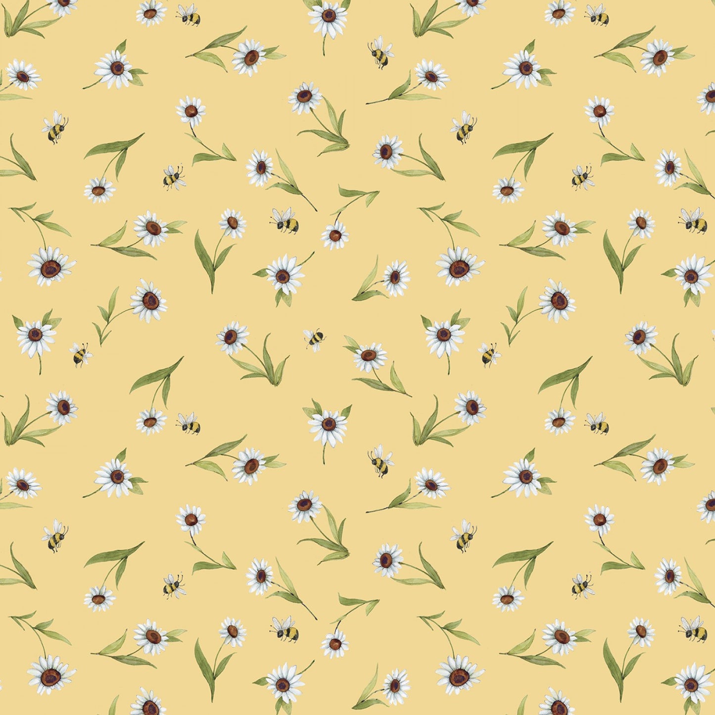 New Arrival: Buzzin with My Gnome-iezz  by Susan Winget Daisy Toss Yellow    39838-517 Cotton Woven Fabric